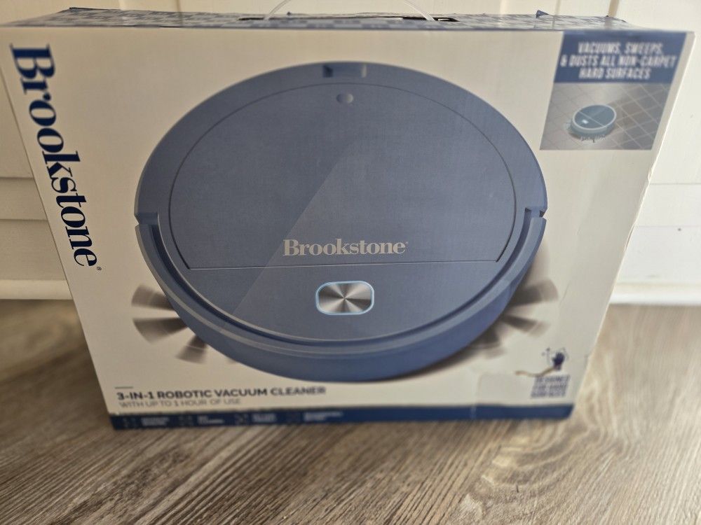 new Brookstone 3-in-1 Robotic Vacuum Cleaner For Hard Surfaces 360° Cleaning