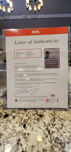 Mickey Mantle certified Autograph