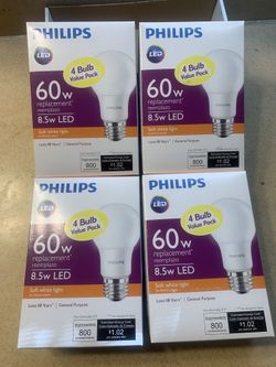 16 Light Bulbs, Philips LED 60w Soft White. Brand New
