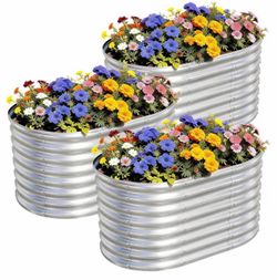3 for $55 Galvanized Raised Garden Beds 3Pack 3x2x2ft