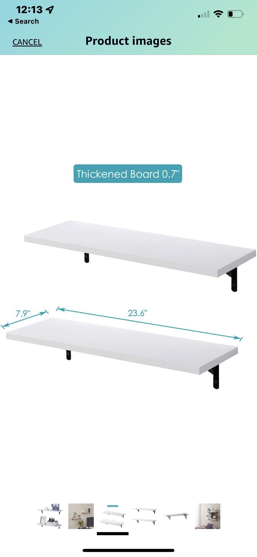 2 Pack White Floating Shelves 