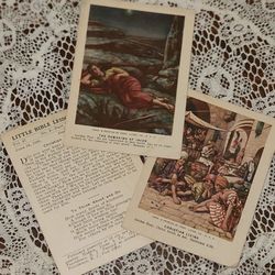 X3 VINTAGE CHRISTIAN LITTLE BIBLE LESSON PICTURE VERSE LOT COLLECTABLE SET 