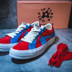 Converse x Golf Le Fleur Tyler The Creator One Star Ox Red and Blue 7.5 Mens