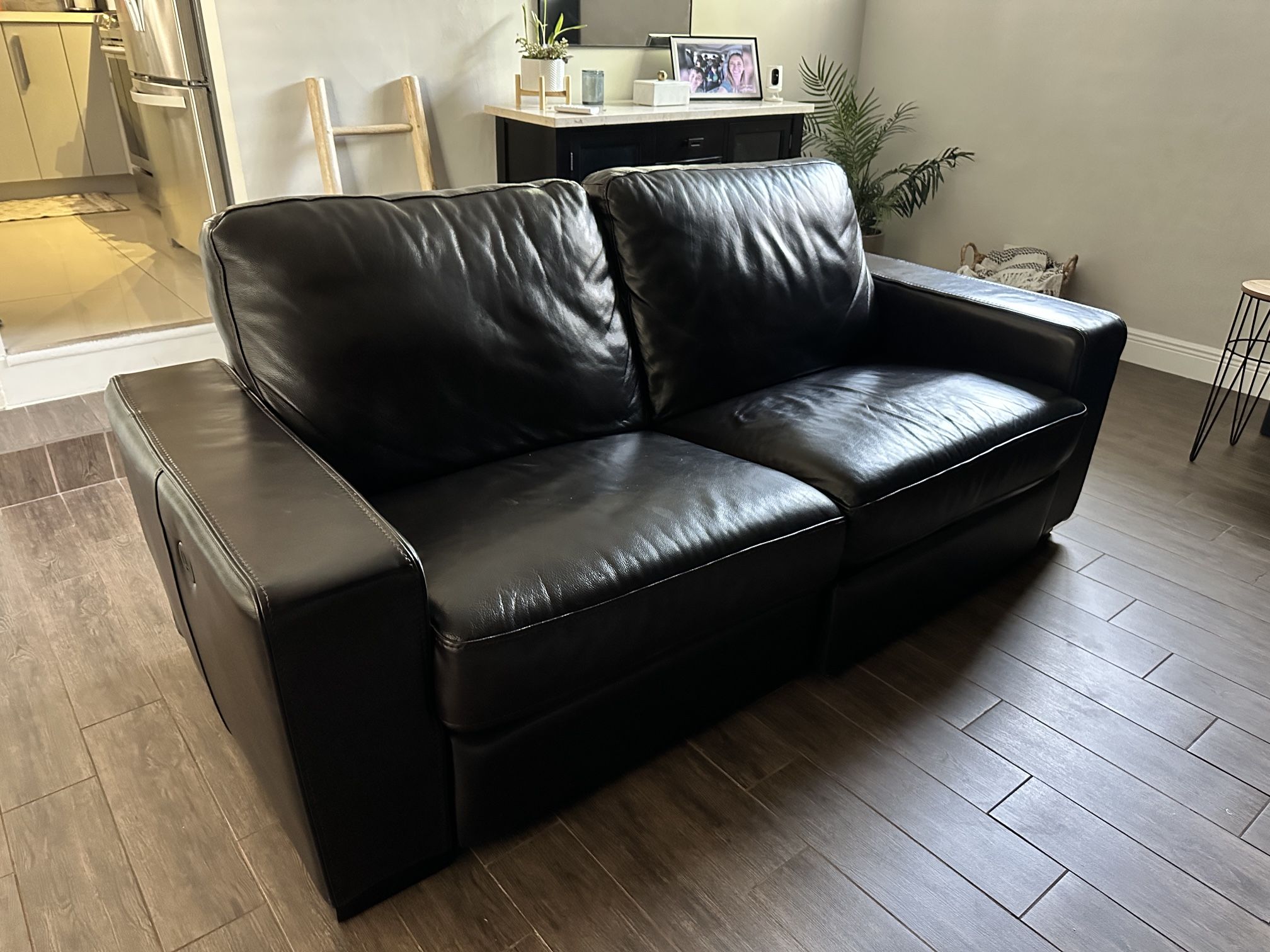Macy’s Espresso Brown Leather Reclining Couch