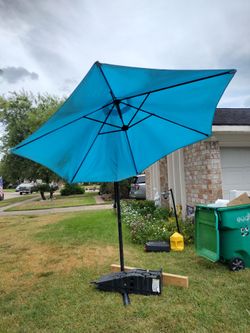 Teal Outdoor Patio Umbrella with Base