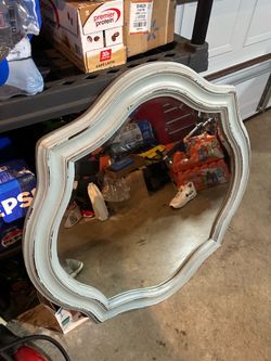 Wood Framed Distressed Beveled Mirror