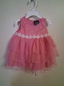 Baby Girls Pink Lace Tiered Dress Size 24 months