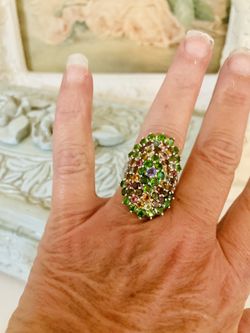 Authentic multi gemstone statement ring