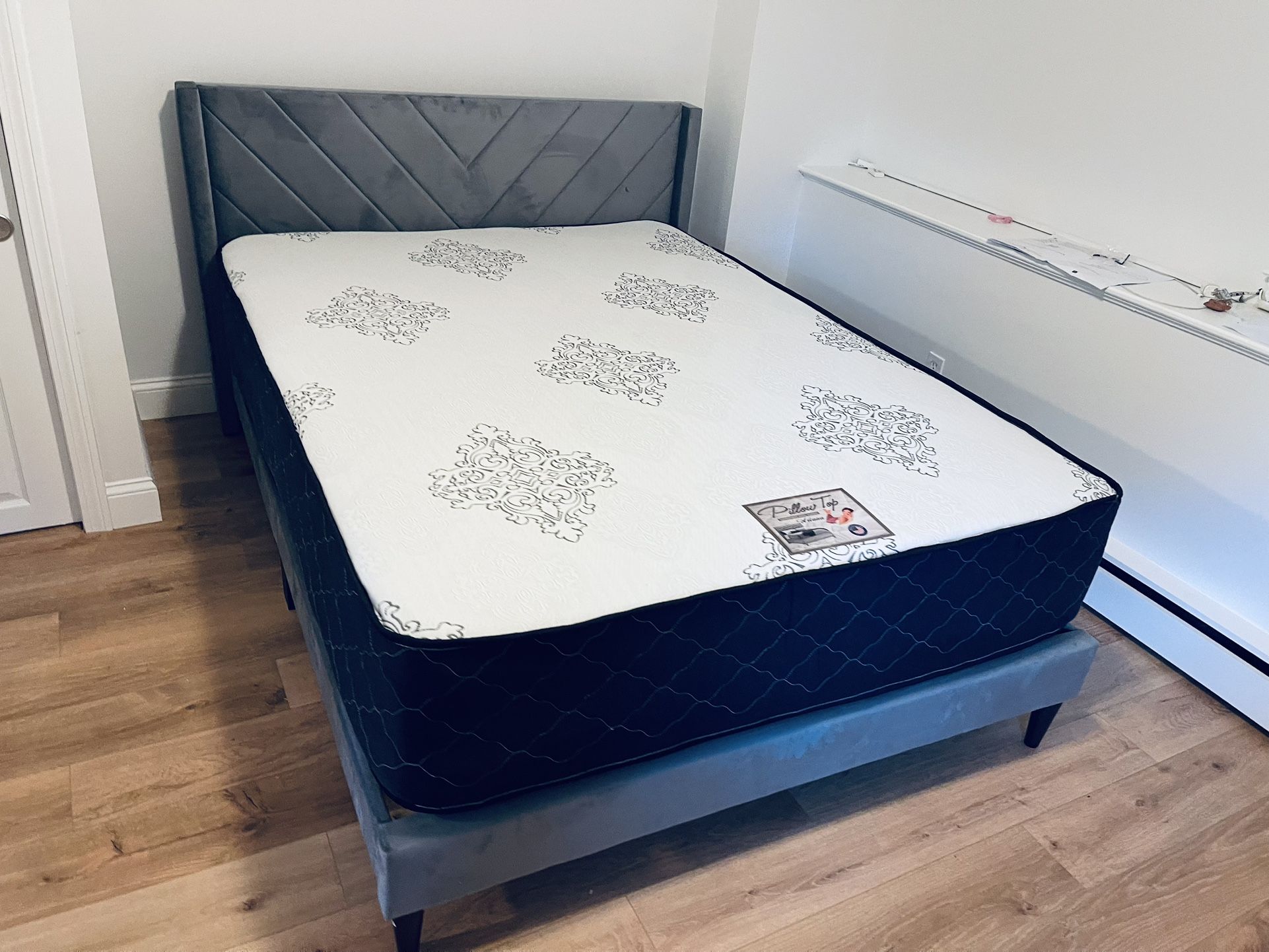 Queen Size Bed Frame-Queen Mattress 12”thick Brand New Delivery All Cities