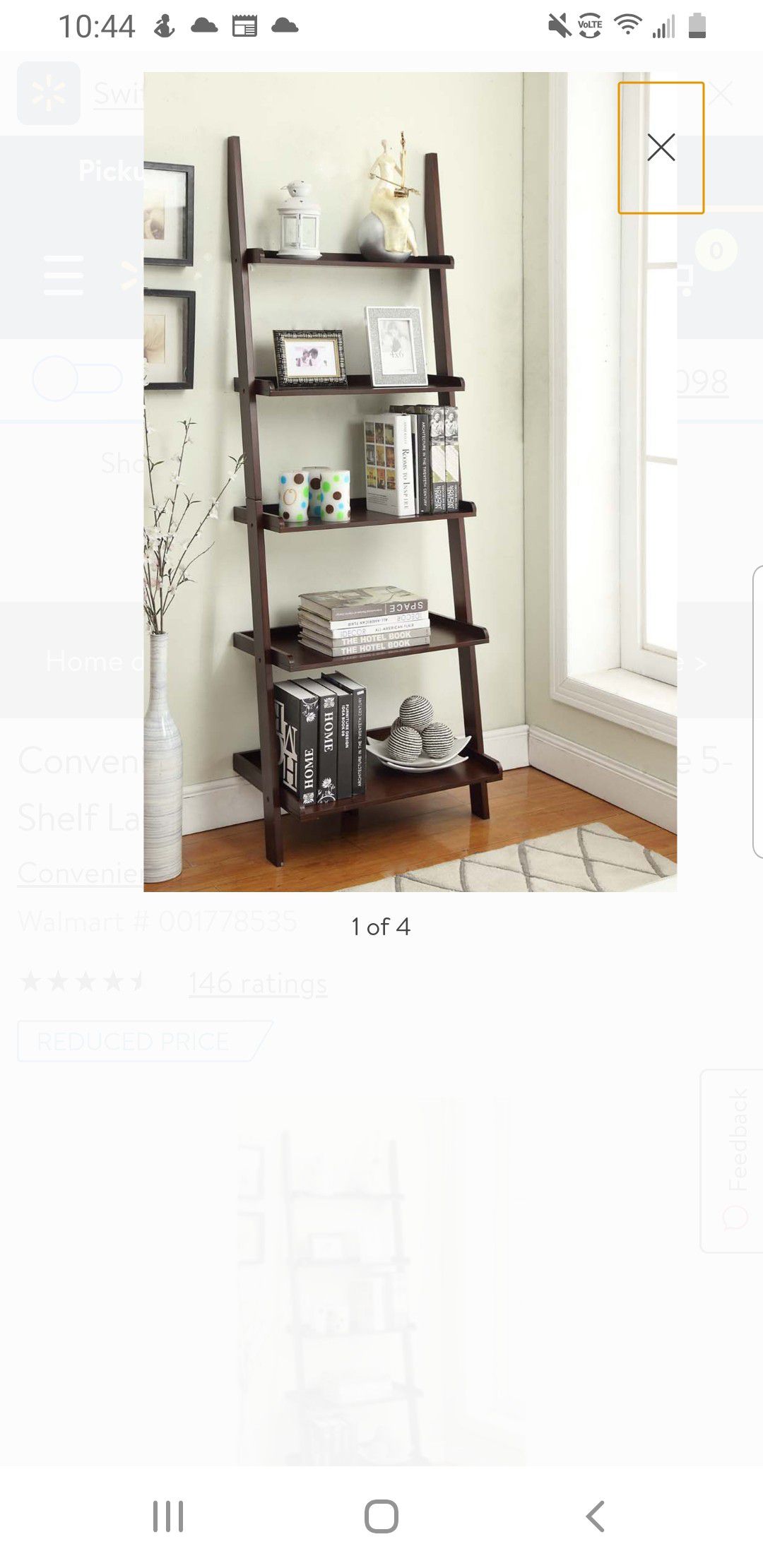 5-Shelf Ladder Bookcase, Multiple Finish