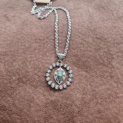 Turquoise/Jewel Pendant Necklace 