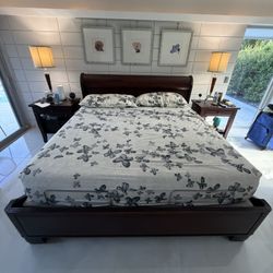 Tempur-Pedic King Ergo Adjustable Bed + Solid Wood Pottery Barn Frame + Nightstands