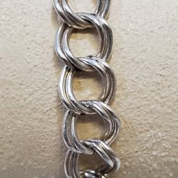 925 Sterling Silver Double Link Dapped Curb Classic Chain Bracelet 7"