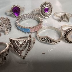 Jewelry (9 Silver Rings ) Bundle