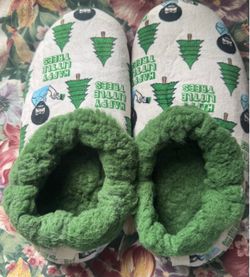 Bob Ross comfy fuzzy warm home slippers