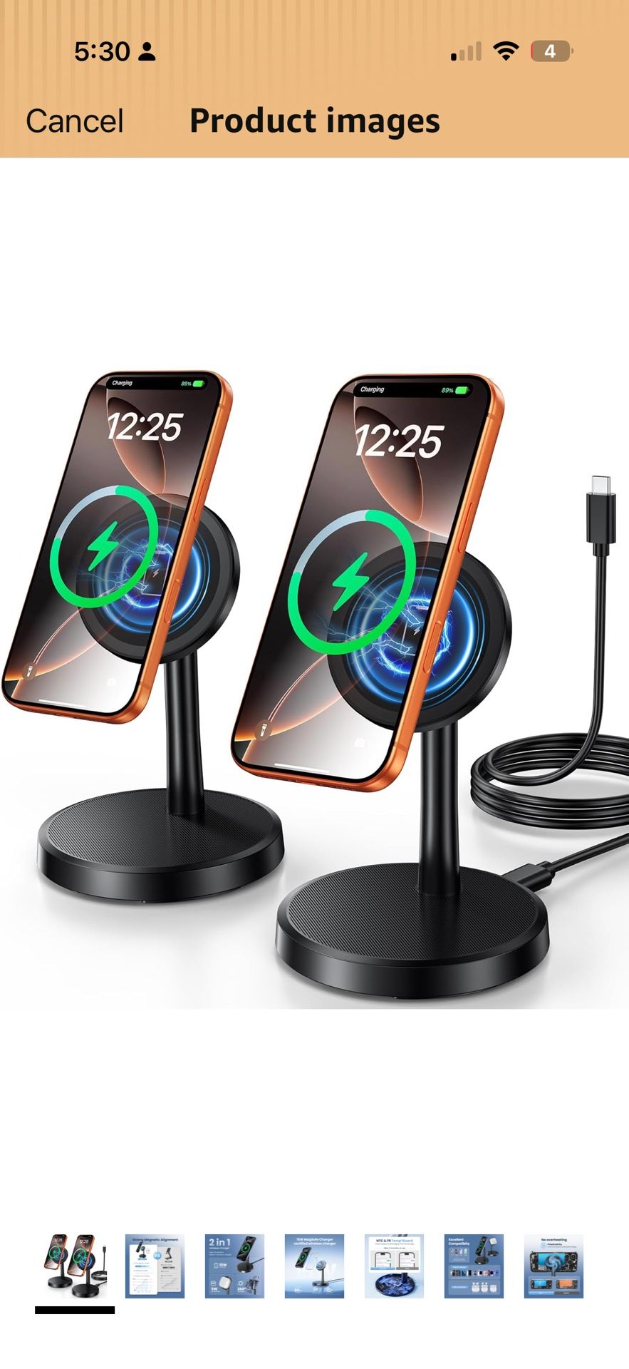 Magnetic Wireless Charger iPhone, 2 Pack 15W Fast Mag-Safe Charger Stand for iPhone 17/17 Air/17 Pro/17 Pro Max 16/15/14/13/12 Series, Wireless Chargi