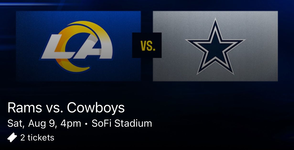 Cowboys VS Rams $90each