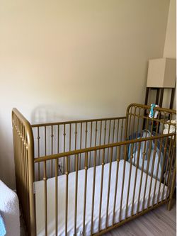 Metal gold Crib w/ mattress