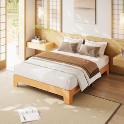 Bed Frame, Platform Wood Bed Frame, Metal Slat Support, 10.24 Inch Underbed Storage, Solid Wood Durability, Silent Stability, Easy Assembly