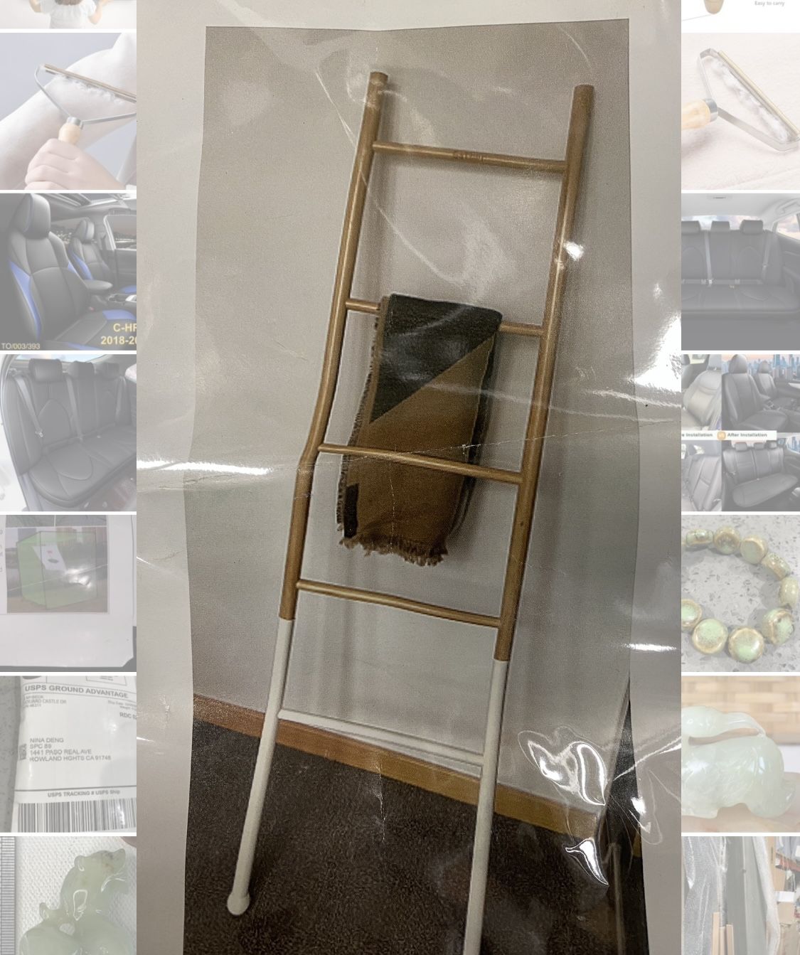 Wooden farmhouse-style bathroom living room towel rack