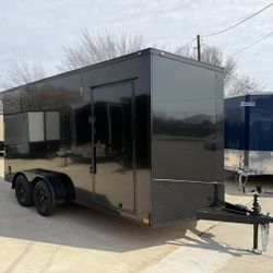 2026 New 7x16 TA Screwless Enclosed Trailer | Blackout | Spoiler Package | 7' Interior | .08 Polycor | Dexter Axles | 997 (Black)