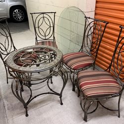 Table And Chairs $99 🎁🎁 Living Room Furniture Set, Kitchen Dining Furniture, Metal, Glass, Glass Table, Metal Chair, Deal, Sell, House Furniture.