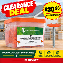 Brand New Clearance 1" Round Cap Plastic Roofing Nails – 3,000 Pieces – $30.98