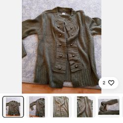 Venus Ladies Green Olive Cardigan Medium Size