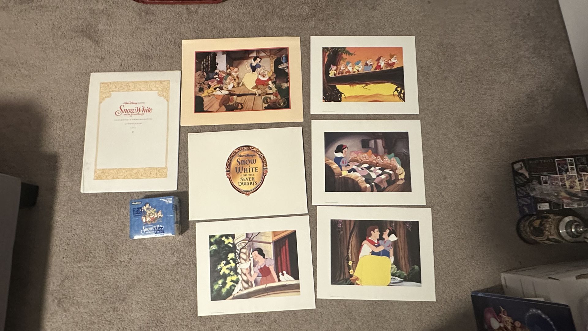 Disney Snow White Seven Dwarfs Commemorative Lithographs and movie card collection
