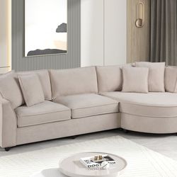 Elva beige sectional (w/reversible chaise)😍🔥👀😎🚛📲✅