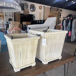 Set of 2 Square Decorative Wooden Planter Wood Indoor Garden for Plants, Wooden Flower Pot, Plant Pots, Cactus Succulent Pots Planter, Wood Pots for P