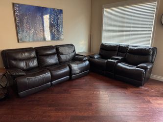 Free leather recliner couch and love seat set