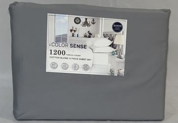 Color Sense 1200 Thread Count Wrinkle-Resistant Luxury Cotton Blend 6-Piece Bedsheet Set Queen