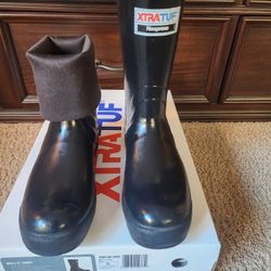 Men New Xtratuf Black 12 Inch Boots 13 New In Box 