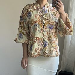 &merci floral print blouse top. S