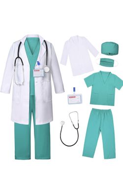 Doctor Costume for Kids, Halloween Dress up Scrubs, Boys And Girls 6-7 years