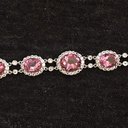 Radiant Orchid Quartz & White Topaz Bracelet On Sterling