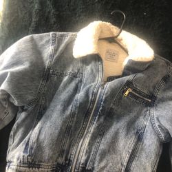 Jean Cropped Fur Zip Up Jacket 