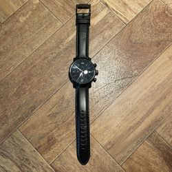 USED AUTHENTIC FOSSIL RHETT CHRONOGRAPH BLACK LEATHER MENS BQ1703 WATCH