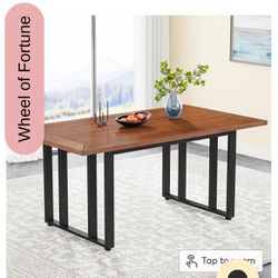 55" Dining Table for 4, Rectangular Kitchen Table with Solid Wood Veneer