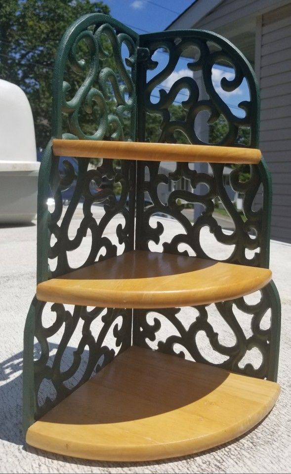 Heavy strong Metal And Wood Corner Shelf
