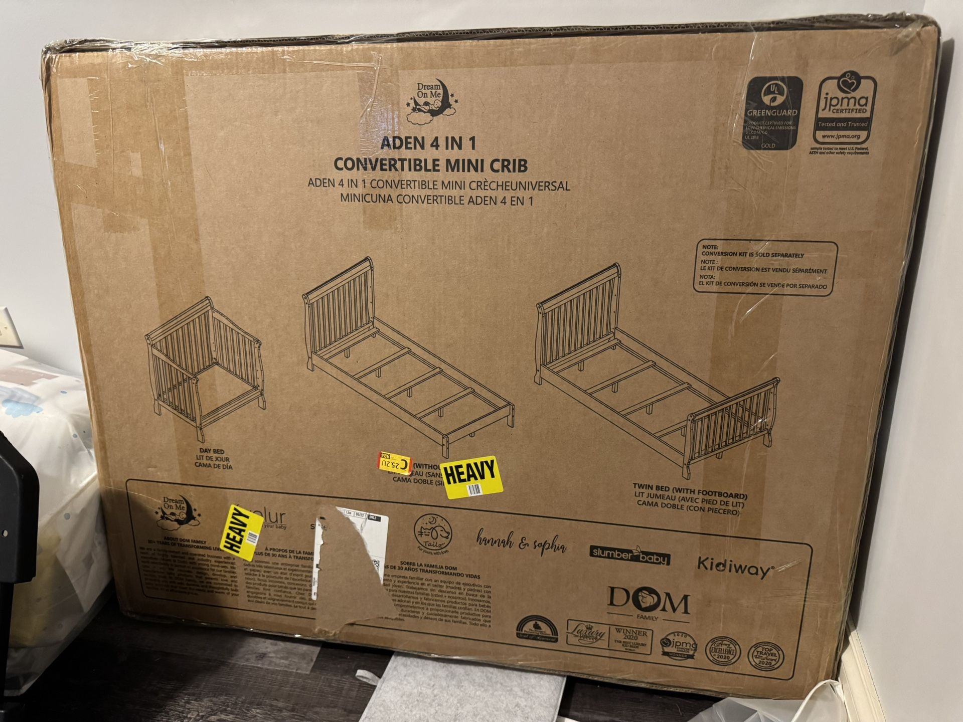 ADEN 4 In 1 Convertible Mini Crib