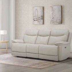 Leather Recliner Sofa With Power Headrests