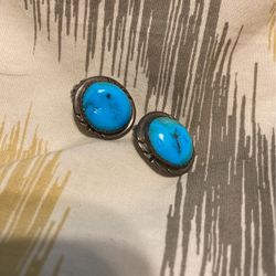 Sterling Sliver / Turquoise Clip In Earrings 