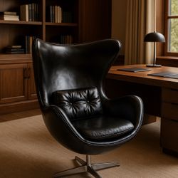 SARREID LTD - JACOBEAN MID 20TH CENTURY EGG CHAIR,BLACK