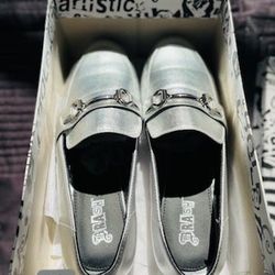 Silver Gucci-style Horsebit Loafers, IOB, Size 9.5  👟 