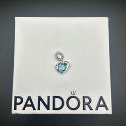 PANDORA 925 Blue Murano Glass Dolphins Heart Charm 793924C01