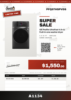 GE PFQ97HSPVDS Washer Dryer