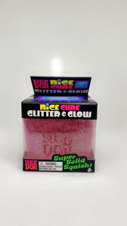 Nee Doh Nice Cube Glitter & Glow Squish Toy pink