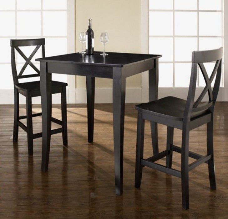 X-Back Bar Stool In Black Finish With 24 Inch Seat Height. (Set Of Two) - N/A 
